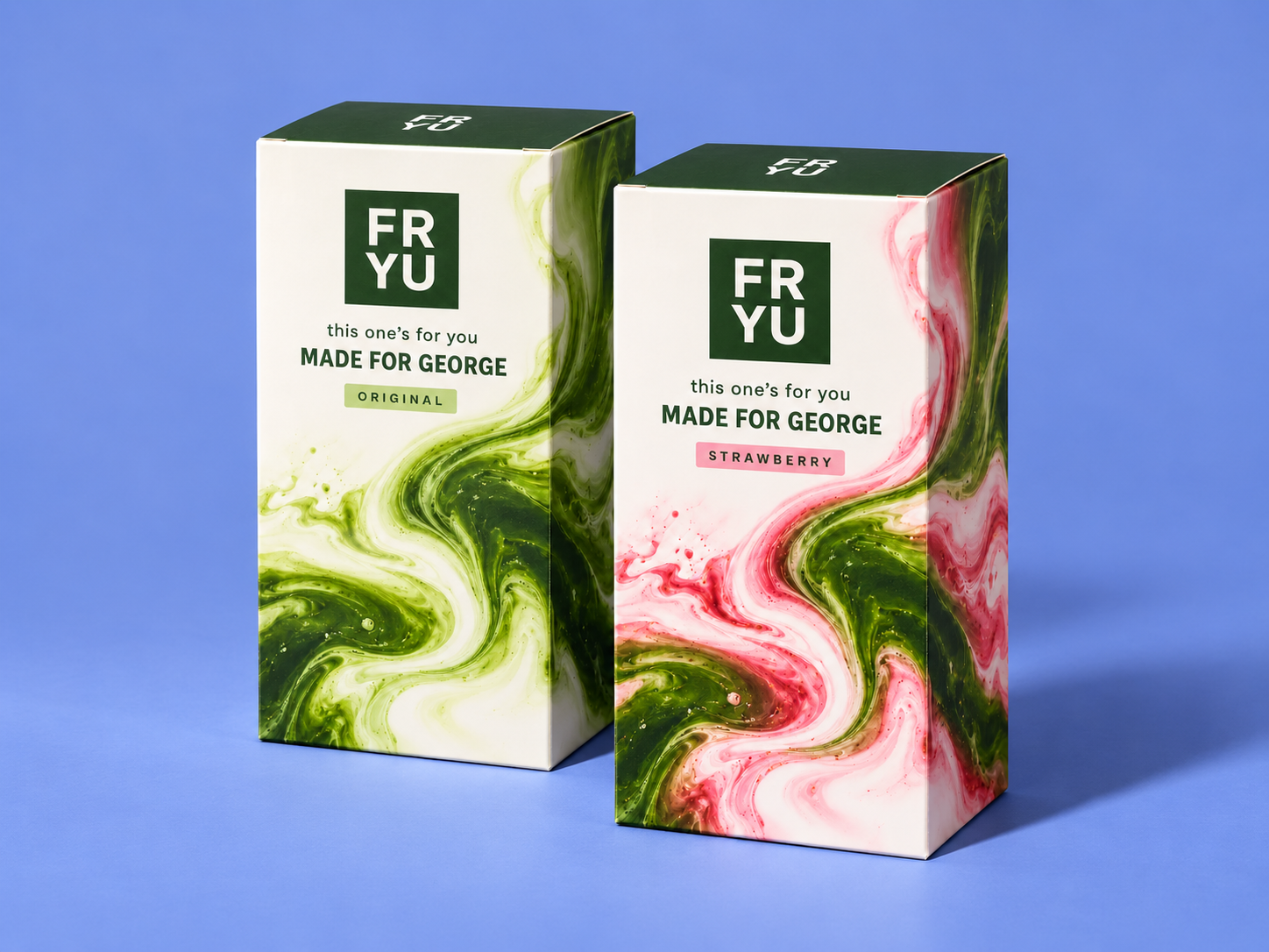 FRYU Original carton made for George and Strawberry carton made for Jaz